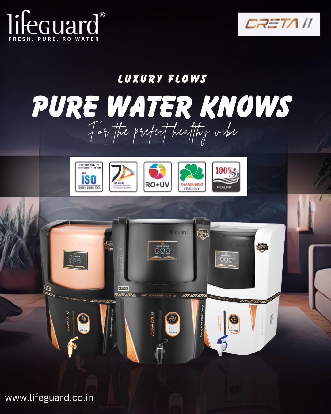 Lifeguard CRETA II RO+UV+TDS+COPPER BIO ALKALINE DIGITAL RO